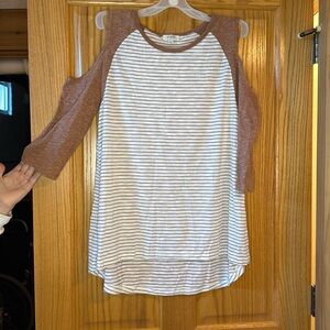 Umgee 3/4 sleeve top no shoulder womens size large